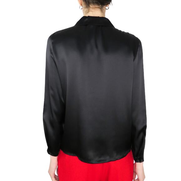 Vintage Diane von Furstenberg Black Baroque Sheer Silk Button Up Blouse Small - Picture 4 of 7